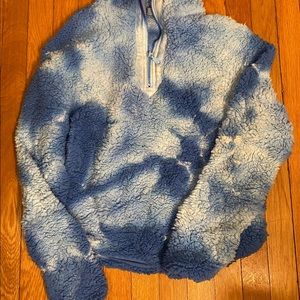 Tie-dyed quarter zip fleece